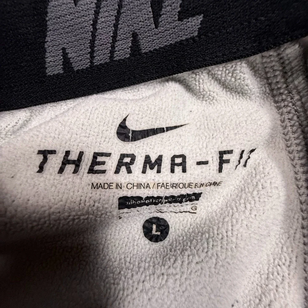 Nike Sweatpant Mens Large Gray Therma Fit Straight Leg Fleece Lined Workout Gym